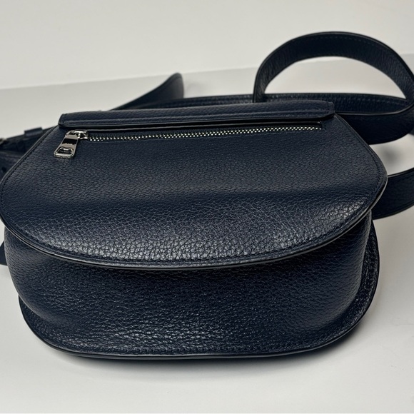 Coach Navy Blue Rami Leather Rami Saddle Crossbody. Floral Accents & studs. - Picture 6 of 9